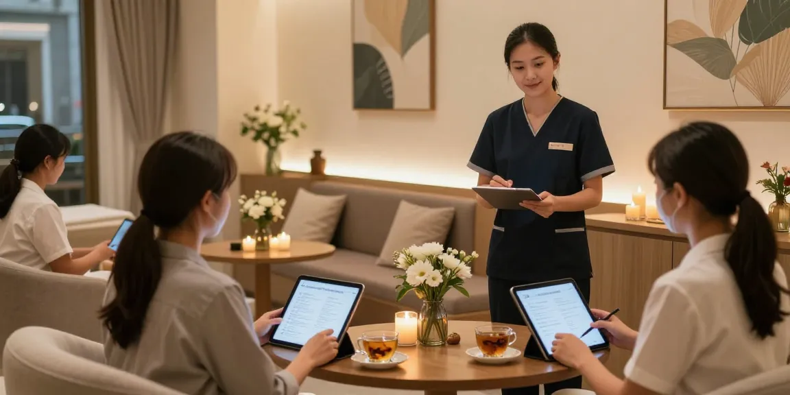 Premium 오피가이드 services in an elegant spa environment with a welcoming staff member.