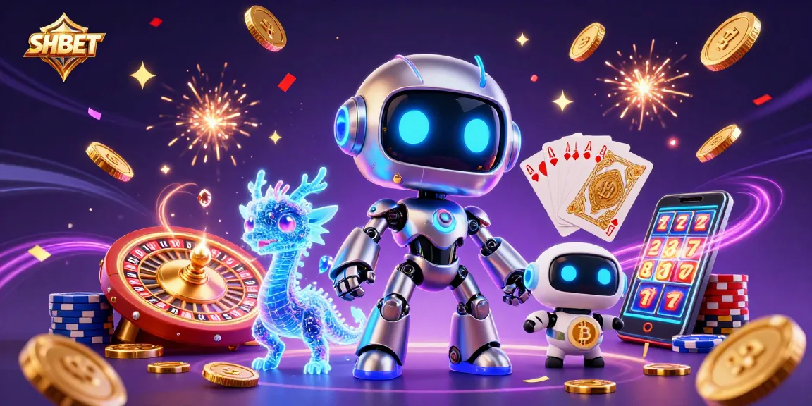 Experience the excitement of SHBET with vibrant characters and casino elements in this 3D illustration.