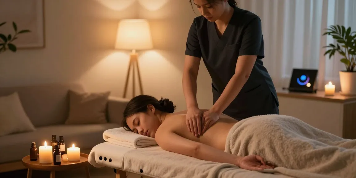 Home massage session offering 수원출장안마 relaxation with soothing atmosphere and professional care.