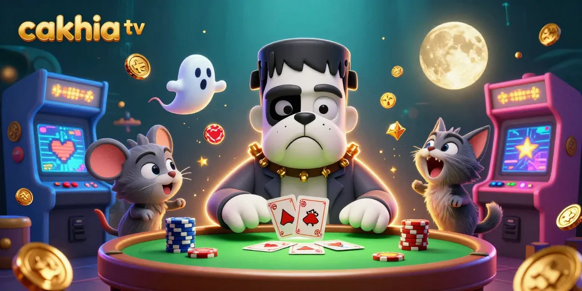 Cakhia TV offers an engaging casino experience with dynamic characters, card dealing, and vibrant game elements.