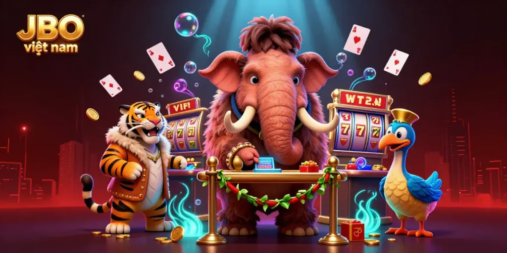 Experience high-stakes gaming excitement at JBO việt nam with vibrant characters and lively casino elements.