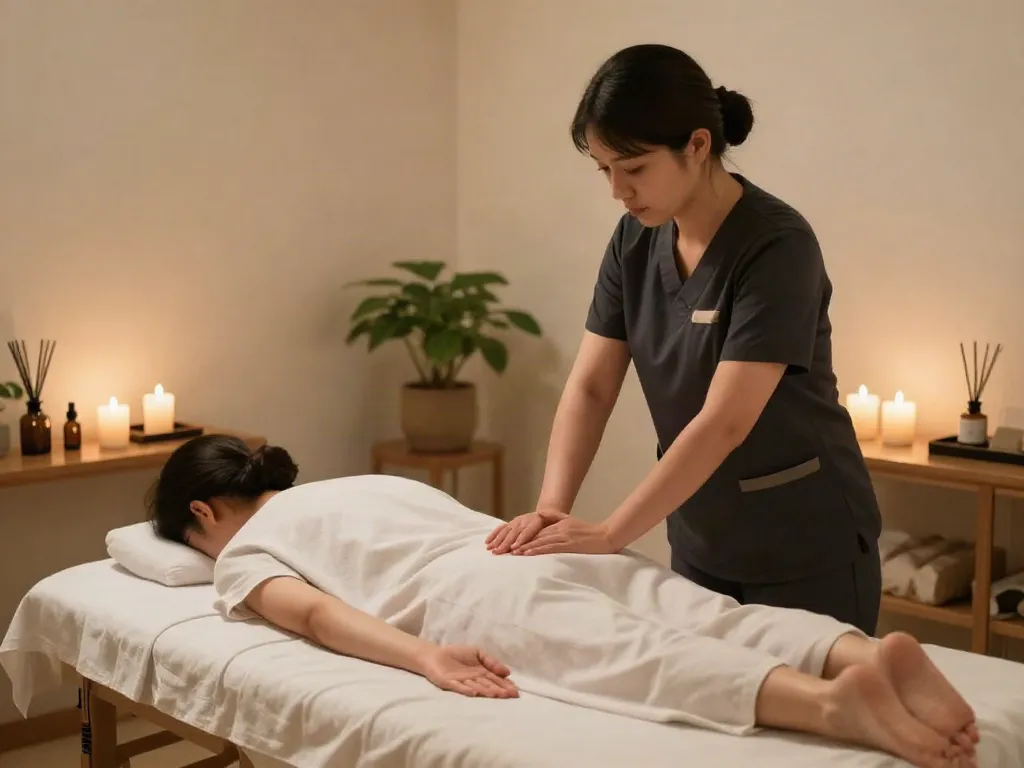 서대문출장마사지가 진행되는 아늑한 마사지 치료실의 분위기