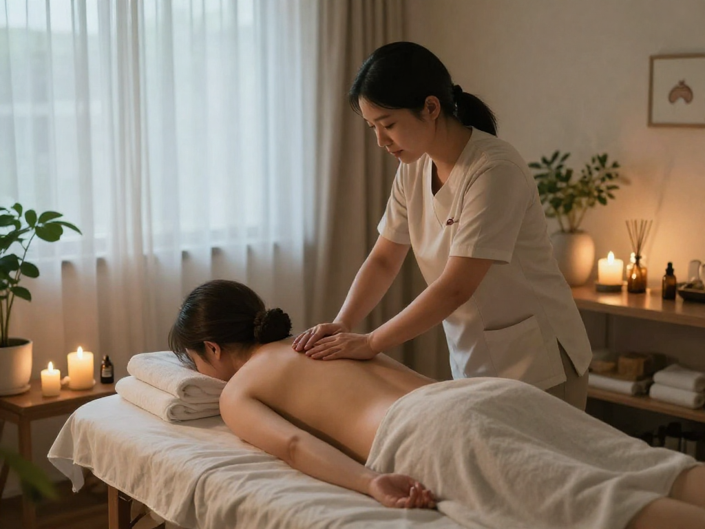 Experience 서대문출장안마 in a serene home spa setting with professional massage services emphasizing relaxation and wellness.