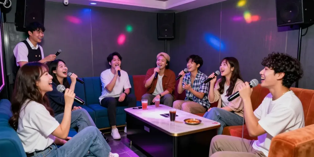 강남 달토에서 친구들과 즐거운 시간을 보내는 모습과 화려한 조명