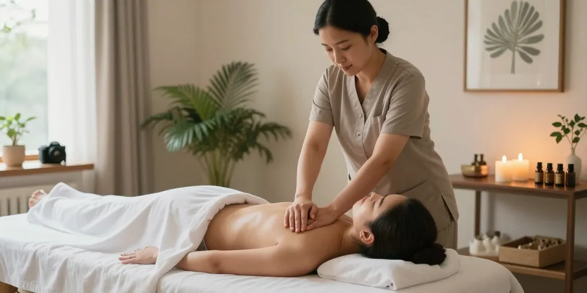 마사지로 편안한 휴식을 제공하는 스웨디시 마사지 치료 모습