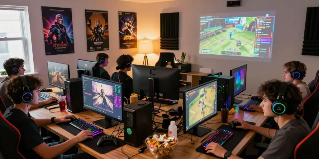 Engaged gaming community at rokok88 daftar hub with vibrant setups.