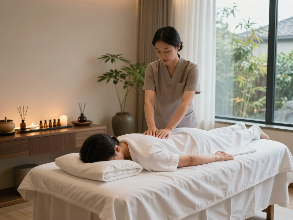Relaxing spa scene showcasing therapeutic massage in 강서구출장안마 with soothing ambiance and skilled therapist.