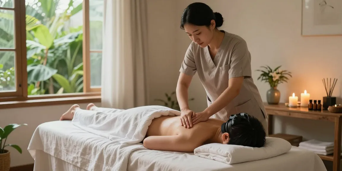 출장마사지 중인 전문 관리사와 편안한 고객의 모습