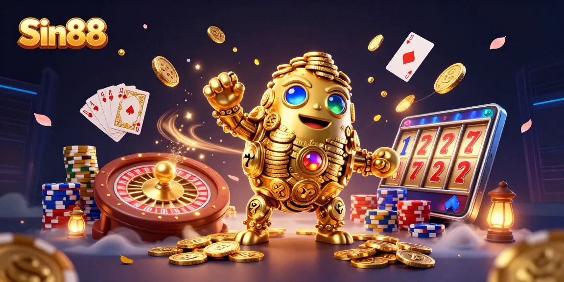 Experience thrilling wins at Sin88 with a vibrant casino adventure featuring a golden golem and exciting game elements.